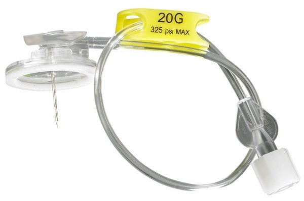 Produktbild - 47816 - Injektionsportkanyl med stickskydd vingar och slang 20G 38mm