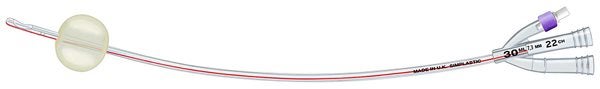 Produktbild - 45112 - Foleykateter Couvelaire 3-vägs för hematuri plast med latexcuff CH22 30ml 40cm