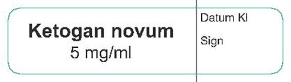 Produktbild - VF000185853 - Etikett Ketogan Novum 5mg/ml vit/svart 12x50mm 500st/rulle