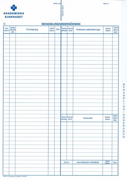 Produktbild - 55872 - Journal undersökning perioperativ Akademiska sjukhuset stående