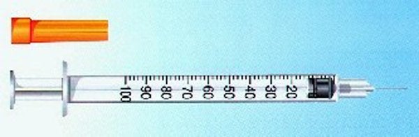 Produktbild - 40617 - Insulinspruta med fast kanyl 1ml 30G 0,3x12,7mm