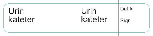 Produktbild - 62630 - Etikett till urinkateter avtagbar vit/svart 12x60mm 200st/rulle