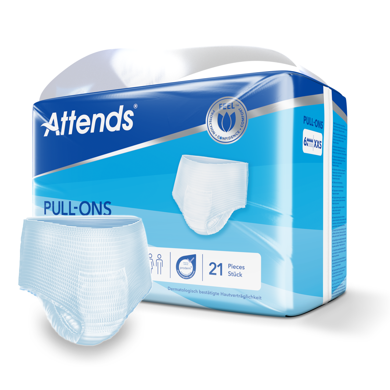 Produktbild - VF000183740 - Byxblöja vuxen med rivbar sida absorberande 433ml höft 38-55cm strl XXS