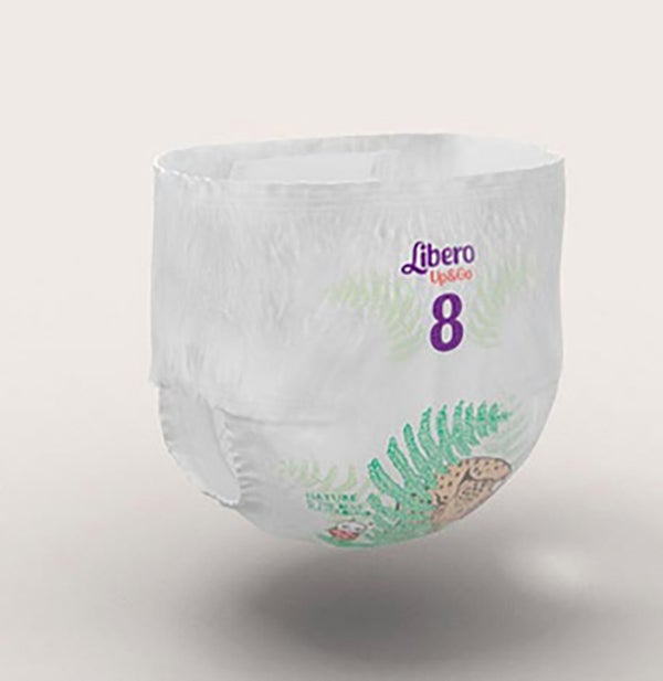 Produktbild - 53640 - Byxblöja med rivbar sida absorberande 355ml barn 19-30kg höft 39-77cm strl 8