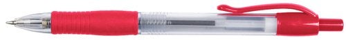 Produktbild - 84812 - Kulspetspenna med tryckmekanism och gummigrepp röd medium