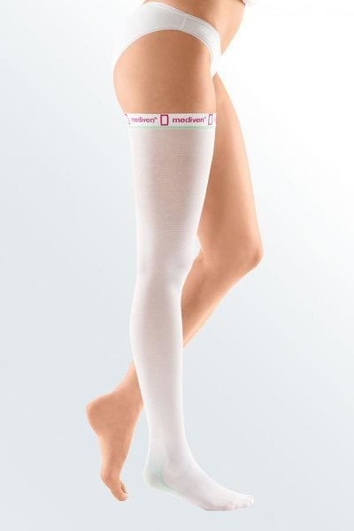 Produktbild - 52660 - Antitrombosstrumpa lår med inspektionshål 18mmHg längd 56-70cm strl M