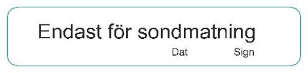 Produktbild - 62573 - Etikett endast för sondmatning avtagbar vit/svart 12x60mm 200st/rulle