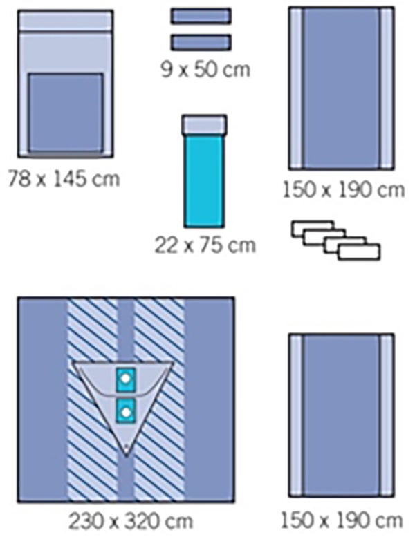 Produktbild - 63289 - Knäartroskopiset 230x320cm med elastiskt hål 7cm