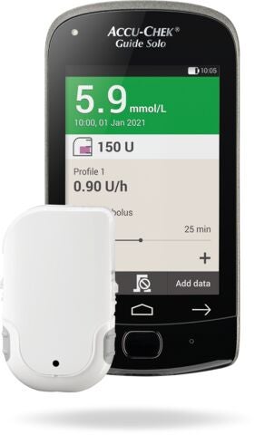 Produktbild - VF000183514 - Startkit med pumpbas manager batteri infusionsset reservoar införingshjälpmedel USB-kabel väggadapter EU-kontakt manual och snabbguide