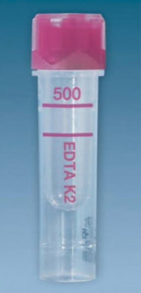 Produktbild - 61112 - Provrör för kapillärprov för hematologianalys med EDTA K2 lila 500µL