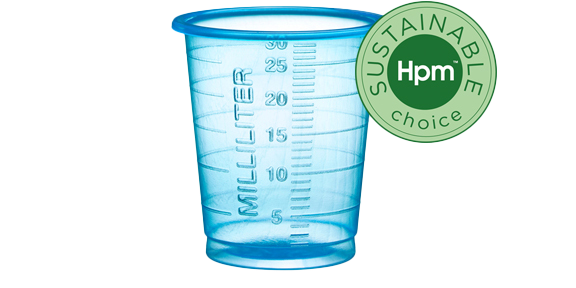 Produktbild - 66103 - Medicinbägare smal förnybar ECO blåplast 30ml Ø38x42mm