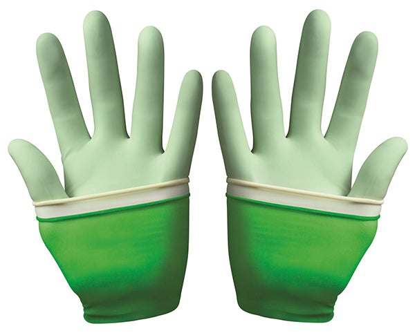 Produktbild - 63287 - Operationshandskar polyisopren dubbelhandske grön/vit strl 6,0