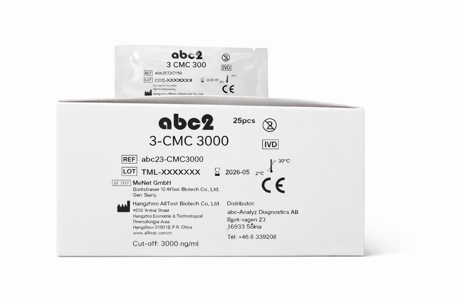 Produktbild - VF000184189 - Drogtest singelsticka för urin 3-Klormetkatinon (3-Cmc) 25-pack