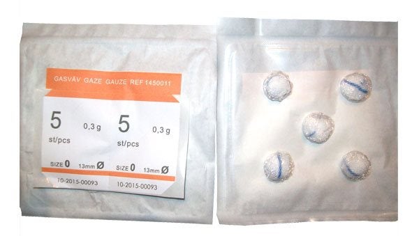 Produktbild - 55060 - Operationstork gasväv 5-lagers med röntgentråd nr 0 13mm 5-pack