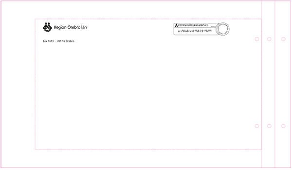 Produktbild - 65245 - Bälgpåse med hål och tryck A-post Region Örebro Län brun 230x400x50mm