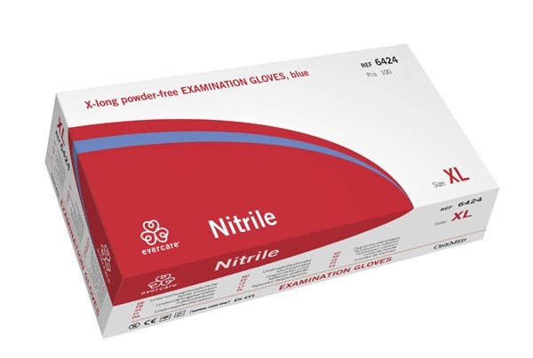 Produktbild - 54607 - Undersökningshandske nitril blå extralång strl XL