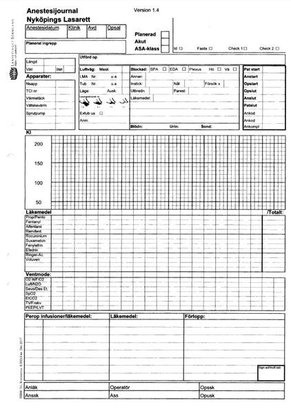 Produktbild - 55888 - Anestesijournal Region Sörmland Nyköping