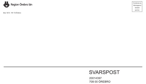 Produktbild - 60870 - Svarskuvert fukthäftande Region Örebro Län vitt C4 100g