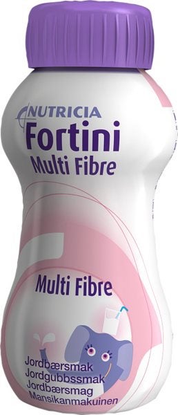 Produktbild - 52607 - Fortini Multi Fibre kosttillägg för barn med fiber jordgubb 153kcal/100ml 200ml