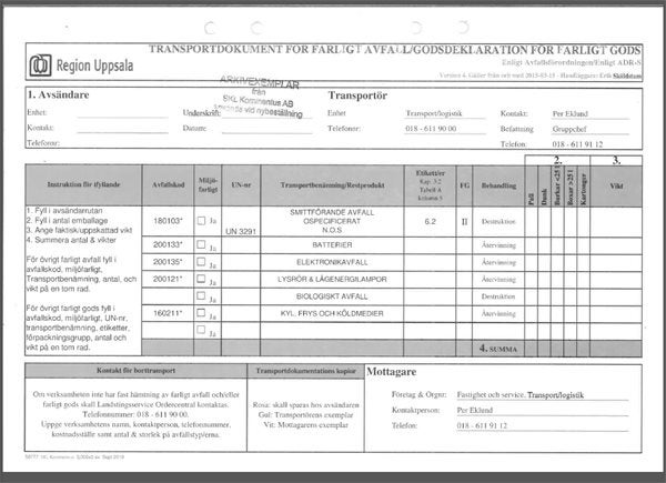 Produktbild - 56777 - Transportdokument och godsdeklaration Region Uppsala