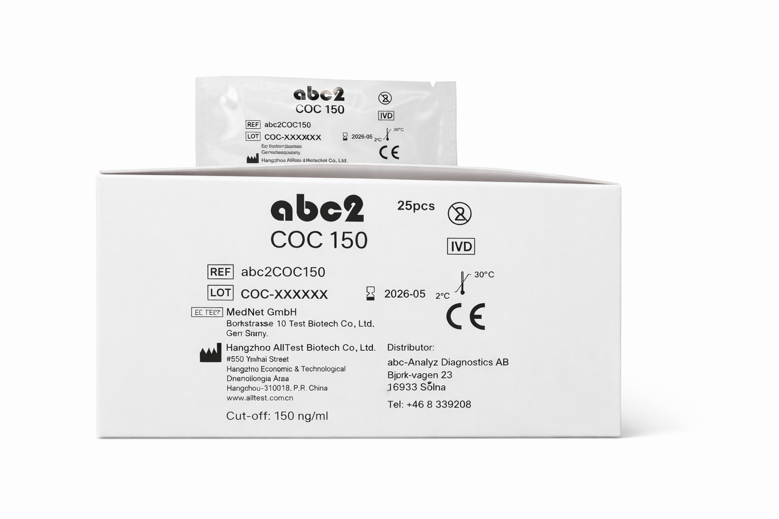 Produktbild - VF000184196 - Drogtest singelsticka för urin kokain 25-pack