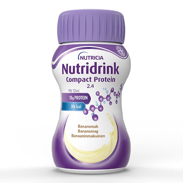 Produktbild - 63982 - Nutridrink Compact Protein kosttillägg protein banan 240kcal/100ml 125ml