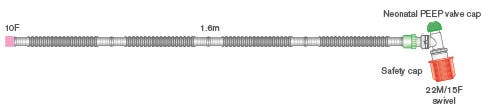 Produktbild 2 - 55497 - Slangset neonatal med T-stycke och justerbar PEEP-ventil 10mm 1,6m