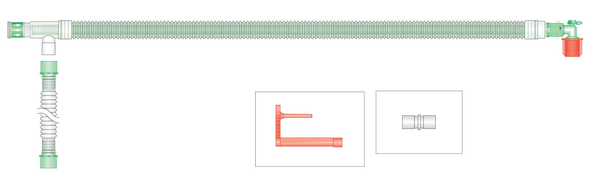 Produktbild 2 - 52447 - Koaxial narkosslang med vridbart knä och samplingport 22mm 2,7+0,5m
