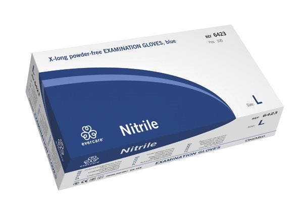 Produktbild - 54604 - Undersökningshandske nitril blå extralång strl L