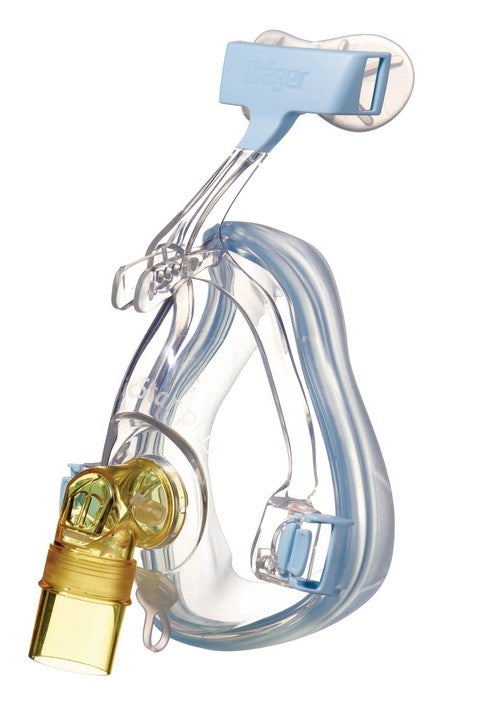 Produktbild - VF7000079 - NIV- och CPAP-mask oventilerad med antiasfyxifunktion med huvudfixering och enkelt pannstöd vuxen strl L