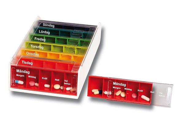 Produktbild - 61430 - Doseringsask i plast för 1 vecka 19x12,2x5cm