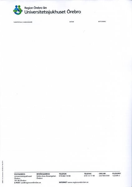 Produktbild - 55850 - Brevpapper Universitetssjukhuset Örebro med brevfot A4 80g