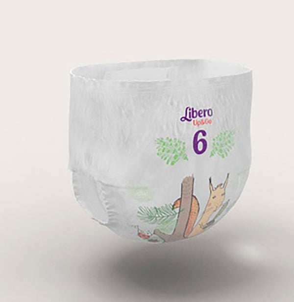 Produktbild - 52876 - Byxblöja med rivbar sida absorberande 278ml barn 13-20kg höft 33-66cm strl 6
