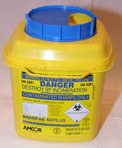 Produktbild - 85222 - Burk för stickande och skärande avfall ADR-godkänd 6,0L 23,4x20,5x22,9