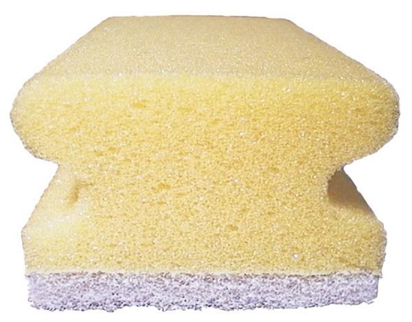 Produktbild - 70924 - Rengöringssvamp med skurnylon och grepp gul/vit 14x7x5cm