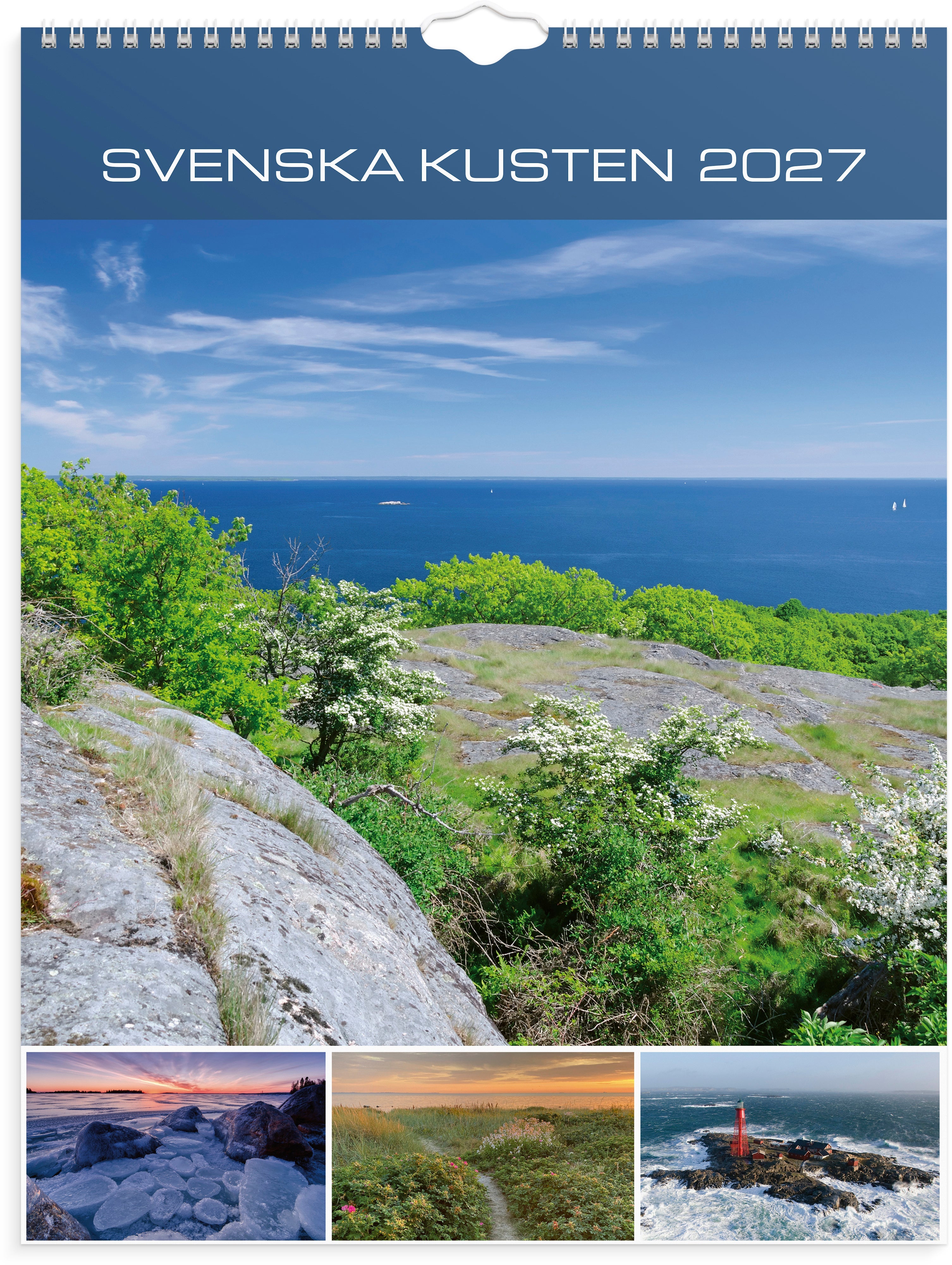 Produktbild - VF7009398 - Väggalmanacka svenska kusten 2027 1 månad/blad 295mmx39cm