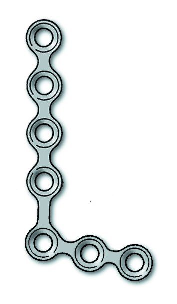 Produktbild - VF7009471 - Platta L-formad mellanansikte höger 7 hål tjocklek 0,6mm
