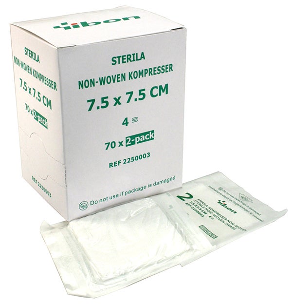 Produktbild - 61979 - Kompress nonwoven 4-lager 7,5x7,5cm 2-pack