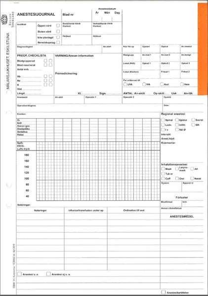 Produktbild - 55889 - Anestesijournal Region Sörmland