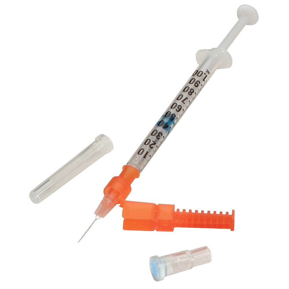 Produktbild 2 - 43827 - Blodgasspruta hepariniserad självfyllande luer med kanyl 25G 0,5x16mm och stickskydd 1ml