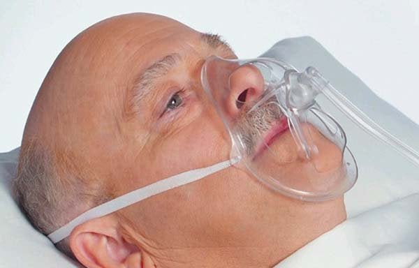 Produktbild - 59213 - Syrgasmask öppen med CO2-port och slang vuxen strl L 2,1m