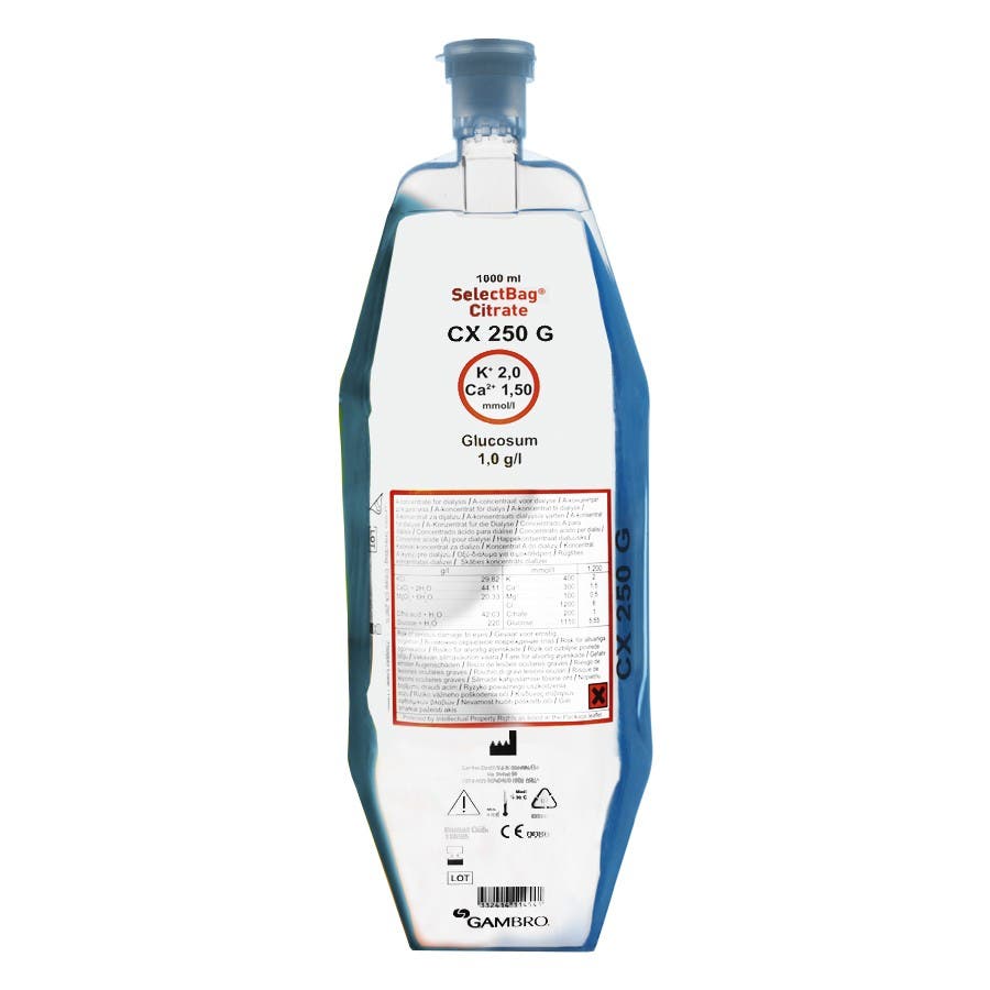 Produktbild - VF000178020 - A-koncentrat citrat CX240G med kalium 2 mmol/L, kalcium 1,25 mmol/L och glukos 1 g/L 1L