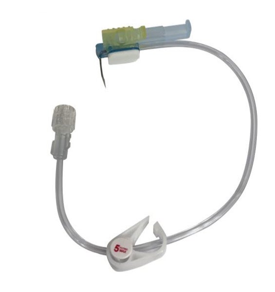 Produktbild - 62252 - Injektionsportskanyl med stickskydd vingar och slang 19G 1,1x25mm