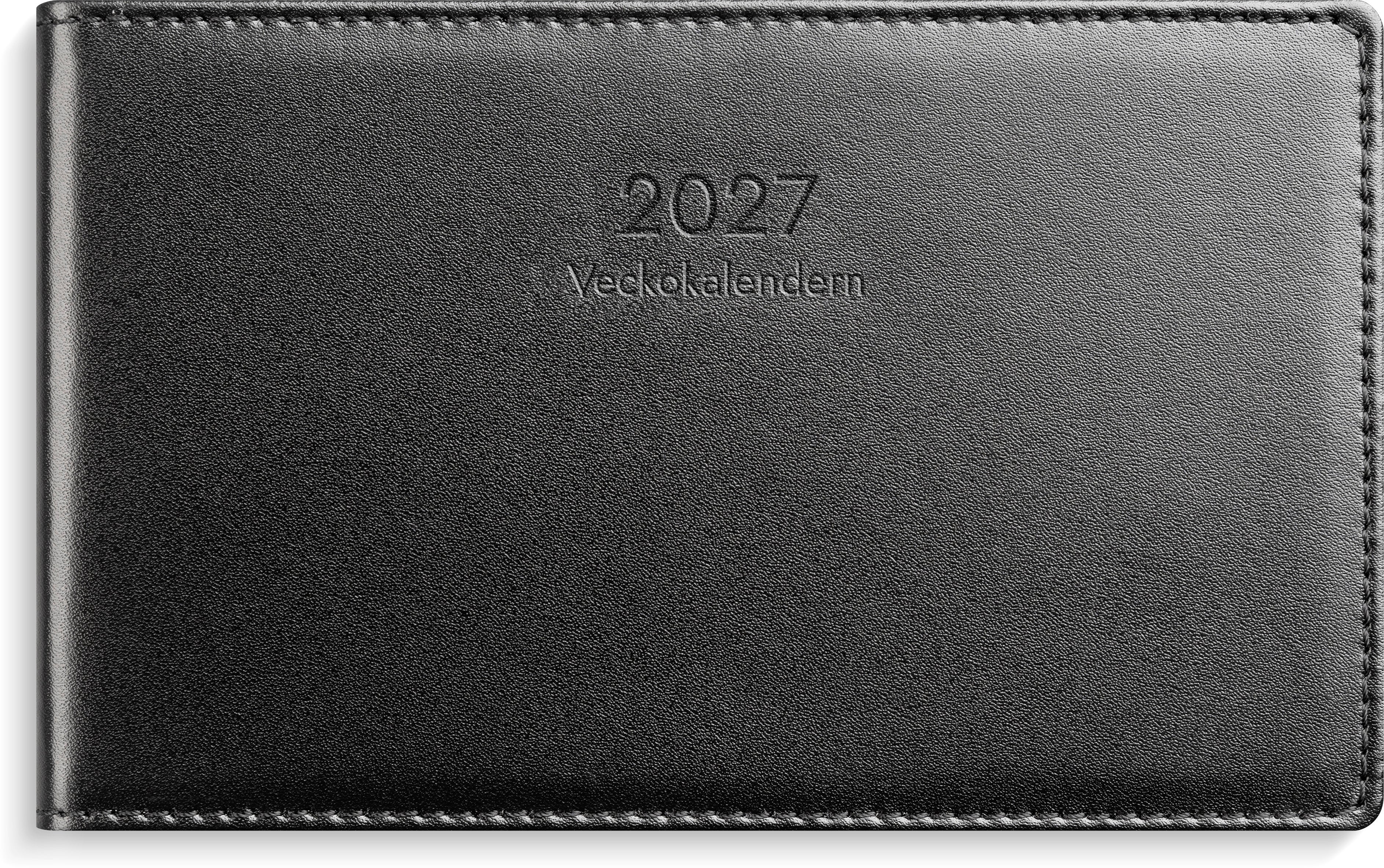 Produktbild - VF7009427 - Almanacka veckokalender 2027 skinn 1 vecka/uppslag timindelad kl 8-17 148x90mm
