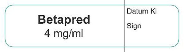 Produktbild - 62546 - Etikett Betapred 4mg/ml vit/svart 12x50mm 500st/rulle