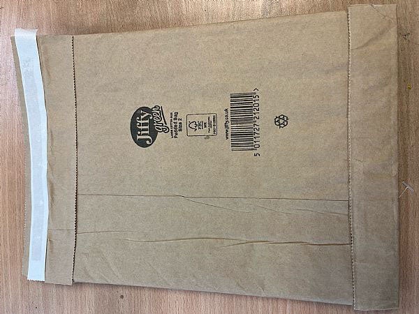 Produktbild - 65527 - Vadderad påse med hål och remsa utan tryck ej för biologiskt prov brun 195x280mm