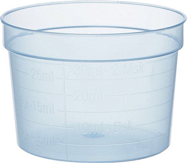 Produktbild - 56640 - Medicinbägare bred förnybar ECO blå plast 30ml 47x32mm