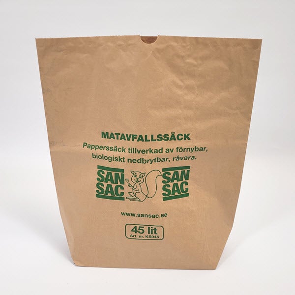 Produktbild - 62297 - Papperspåse för kompost 2-bladig med tryck 45L 550x650x180mm