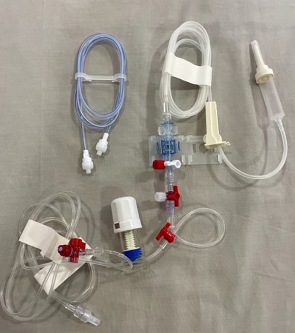 Produktbild - 62401 - Tryckmätningsset 1-linje slutet och adapterfritt med CVP-slang röd 180cm