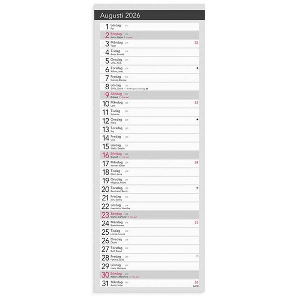 Produktbild - 65754 - Almanacka liten månadsflik 2026 till skrivbordsunderlägg 115x295mm